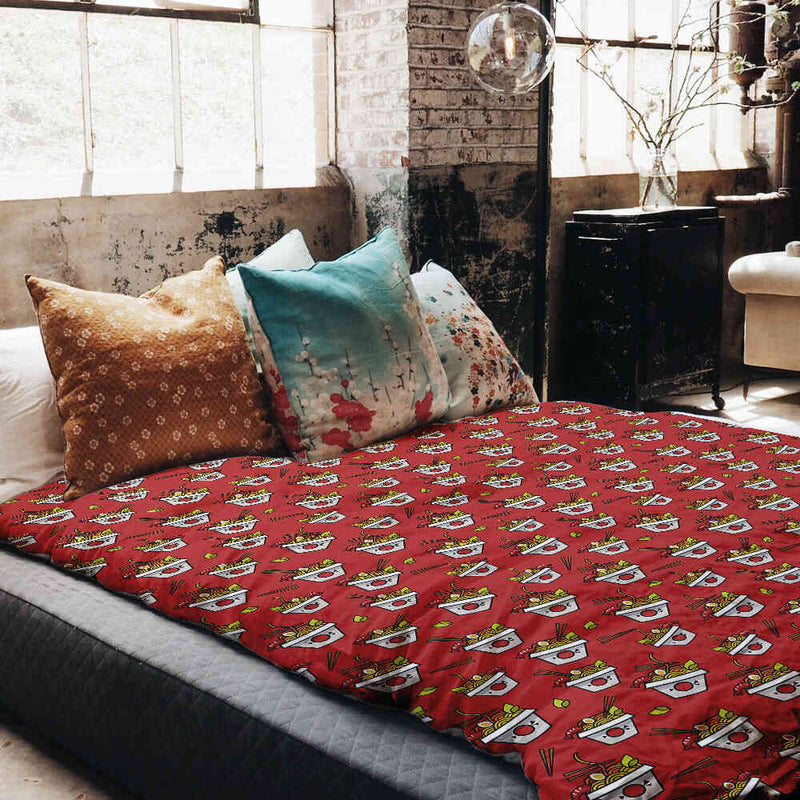 Set di biancheria da letto con coperta terapeutica rosso da asporto