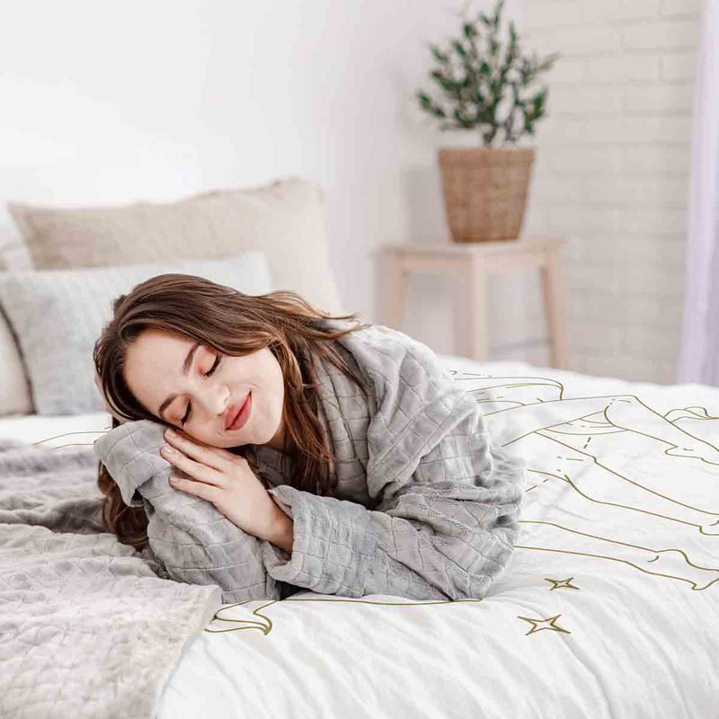 Set di biancheria da letto con coperta terapeutica motivo costellazione Gemelli