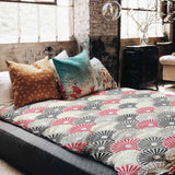 Therapy blanket and bedding set, colorful abstract flowers.