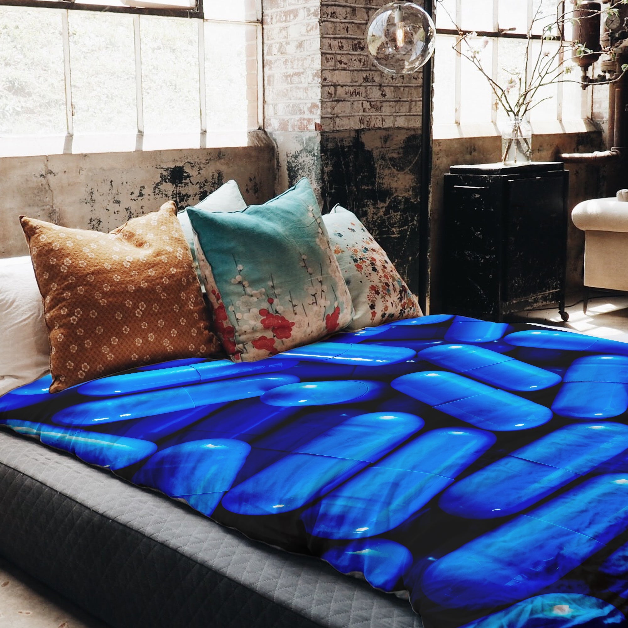 Set de ropa de cama con manta terapéutica azul Tabletten