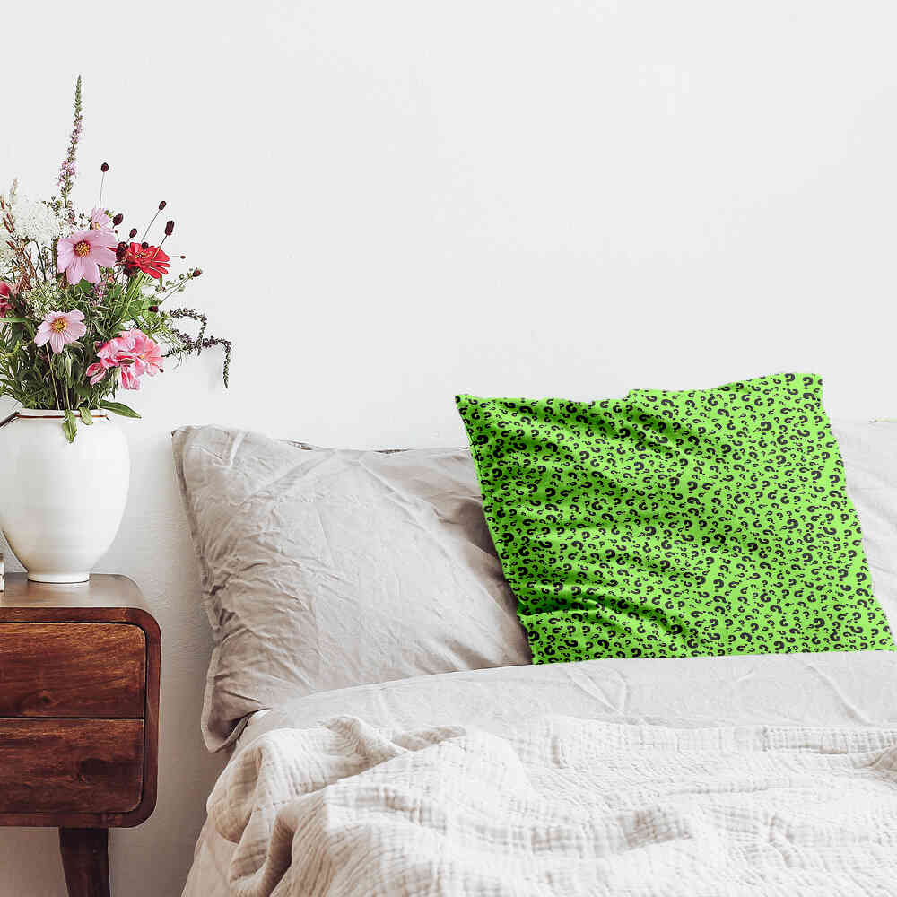 Almohada de salud verde claro con signo de interrogación