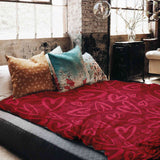 Set di biancheria da letto con coperta terapeutica rossa con motivo a cuore rosa