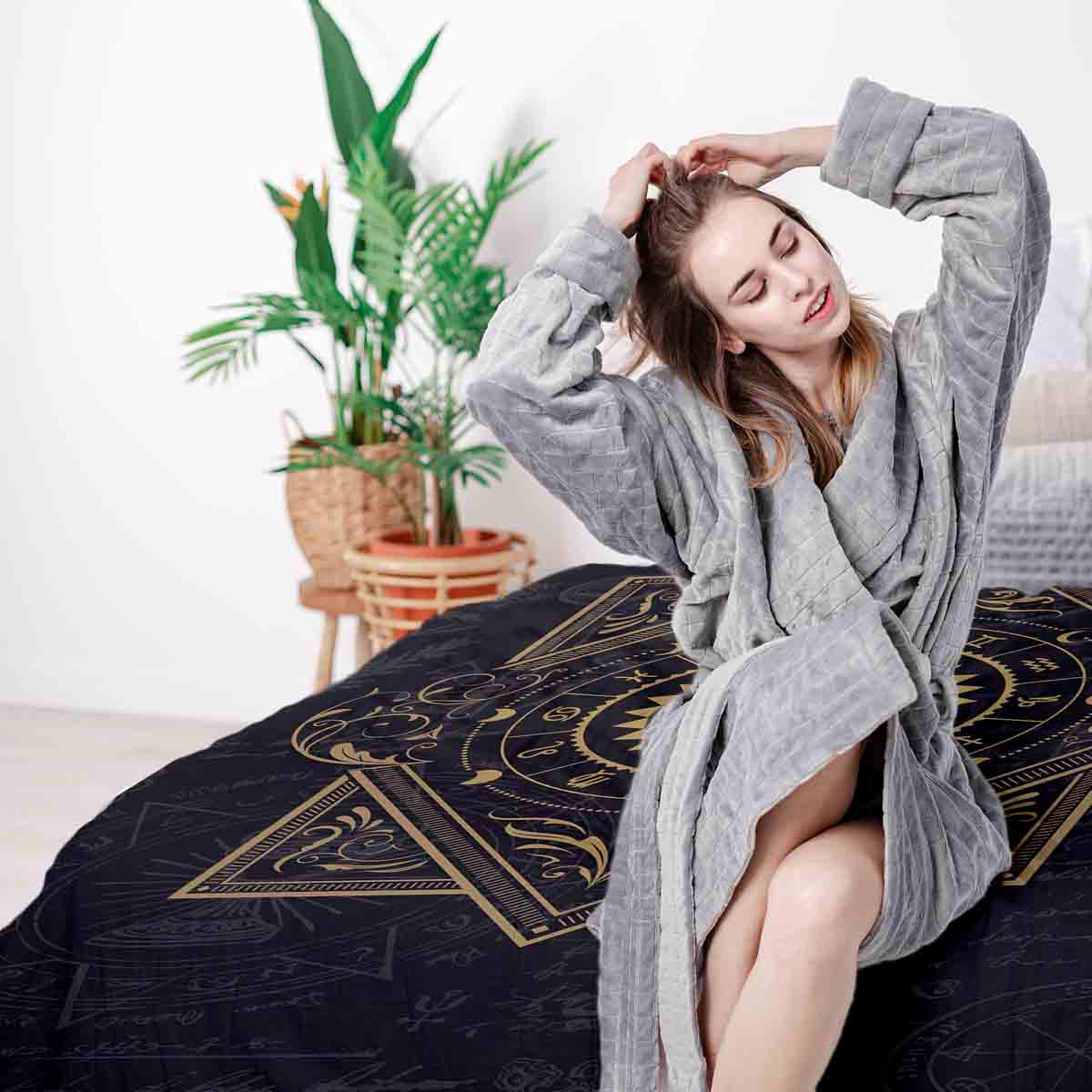 Set di biancheria da letto con coperta terapeutica Nero Mistico Mandala