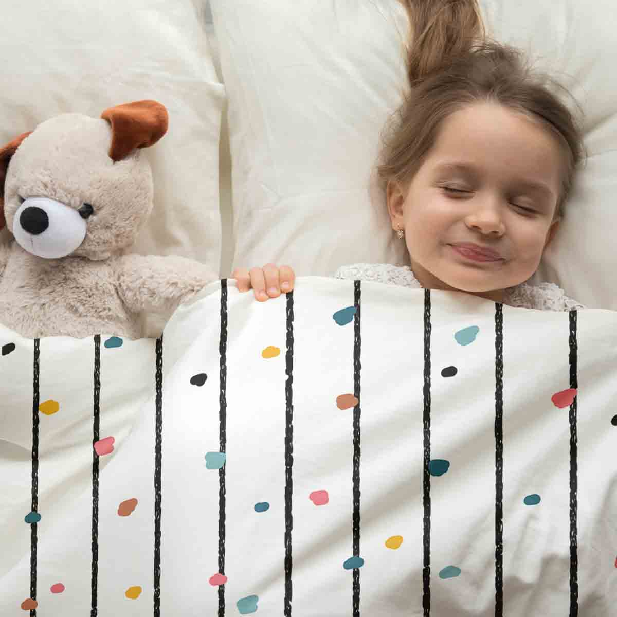 Set de ropa de cama con mantas terapéuticas y puntos de colores