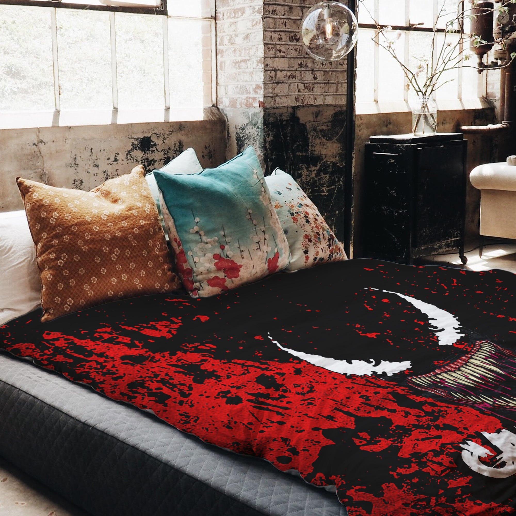 Manta terapéutica original - Funda de algodón negra con cara de joker