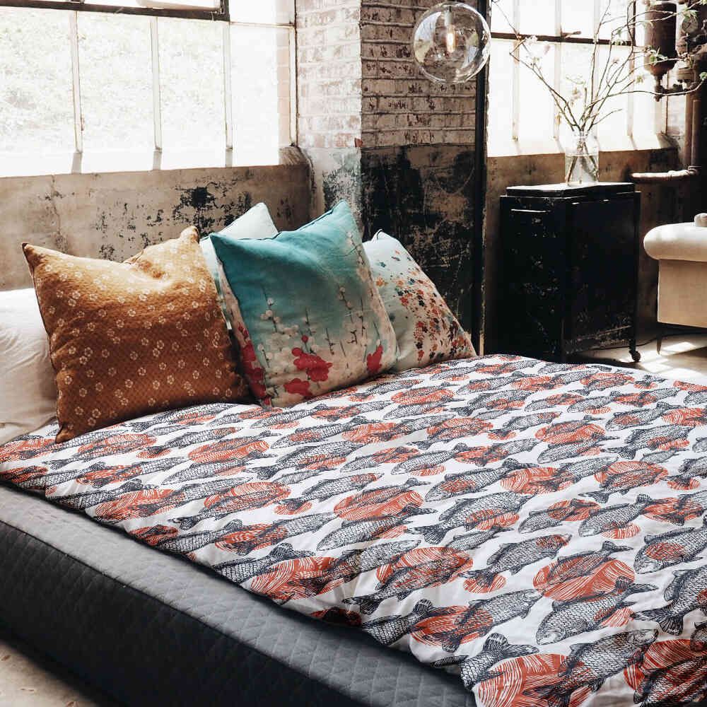 Therapy blankets bedding set gray fish