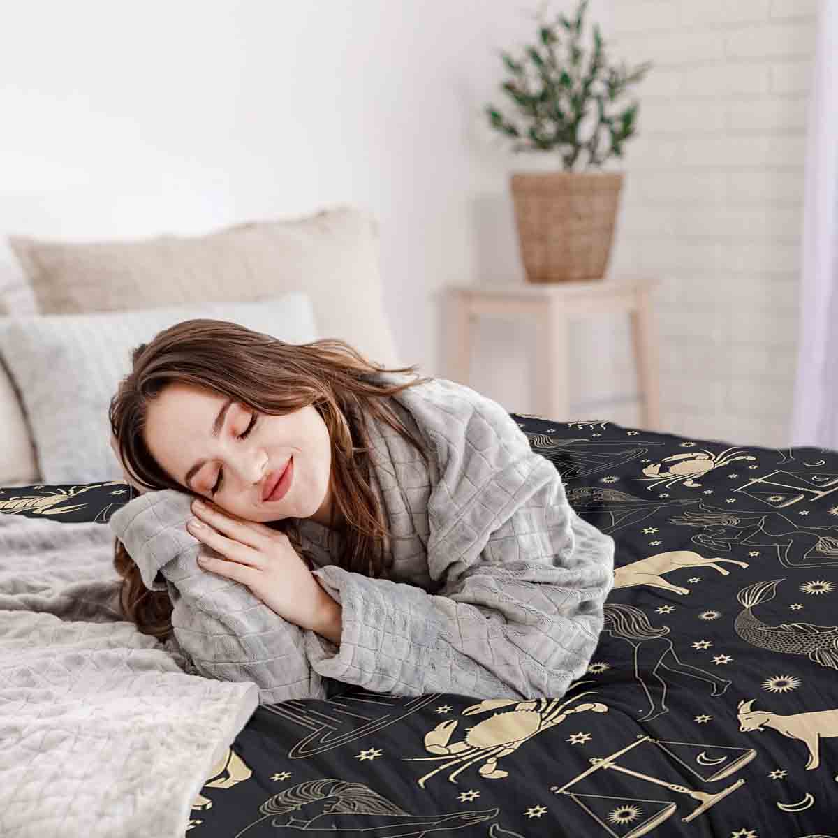 Therapiedekens Beddengoed Set Zwart Sterrenbeelden