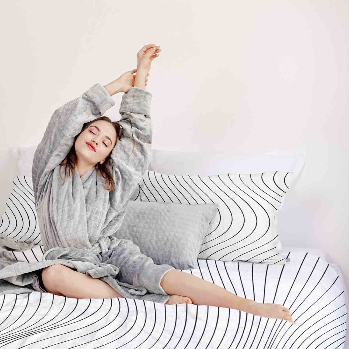 Set di biancheria da letto con coperte terapeutiche onde radio nere