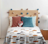 Set de ropa de cama y mantas terapéuticas blanco otoño