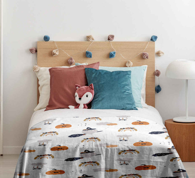 Set de ropa de cama y mantas terapéuticas blanco otoño