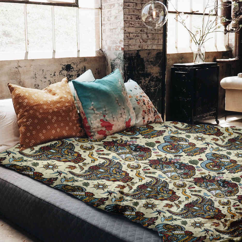 Therapy blankets bedding set colorful animal heads