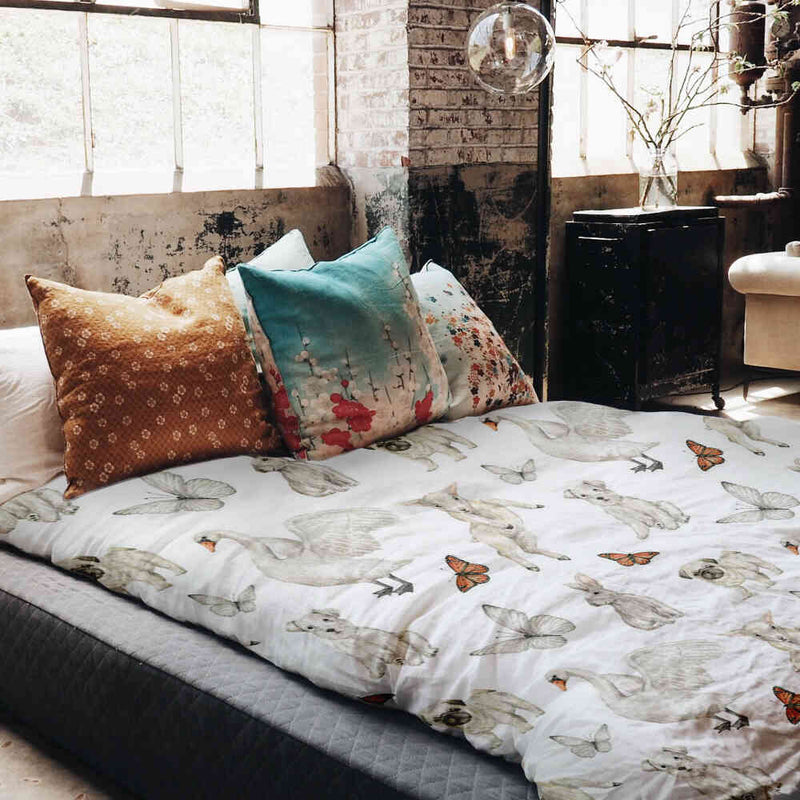 Therapy blankets bedding set white cute animals