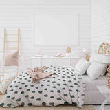 Therapy blanket bedding set, white with little trees.