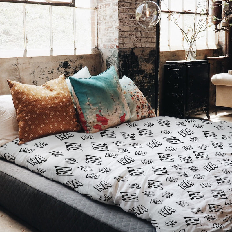 Set di biancheria da letto con coperte terapeutiche bianco Ha Ha
