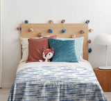 Therapy blanket and bedding set, blue fish design.