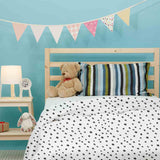 Therapy blanket and bedding set, white with many small dots.