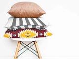 Health pillow, grey with thick and thin stripes.