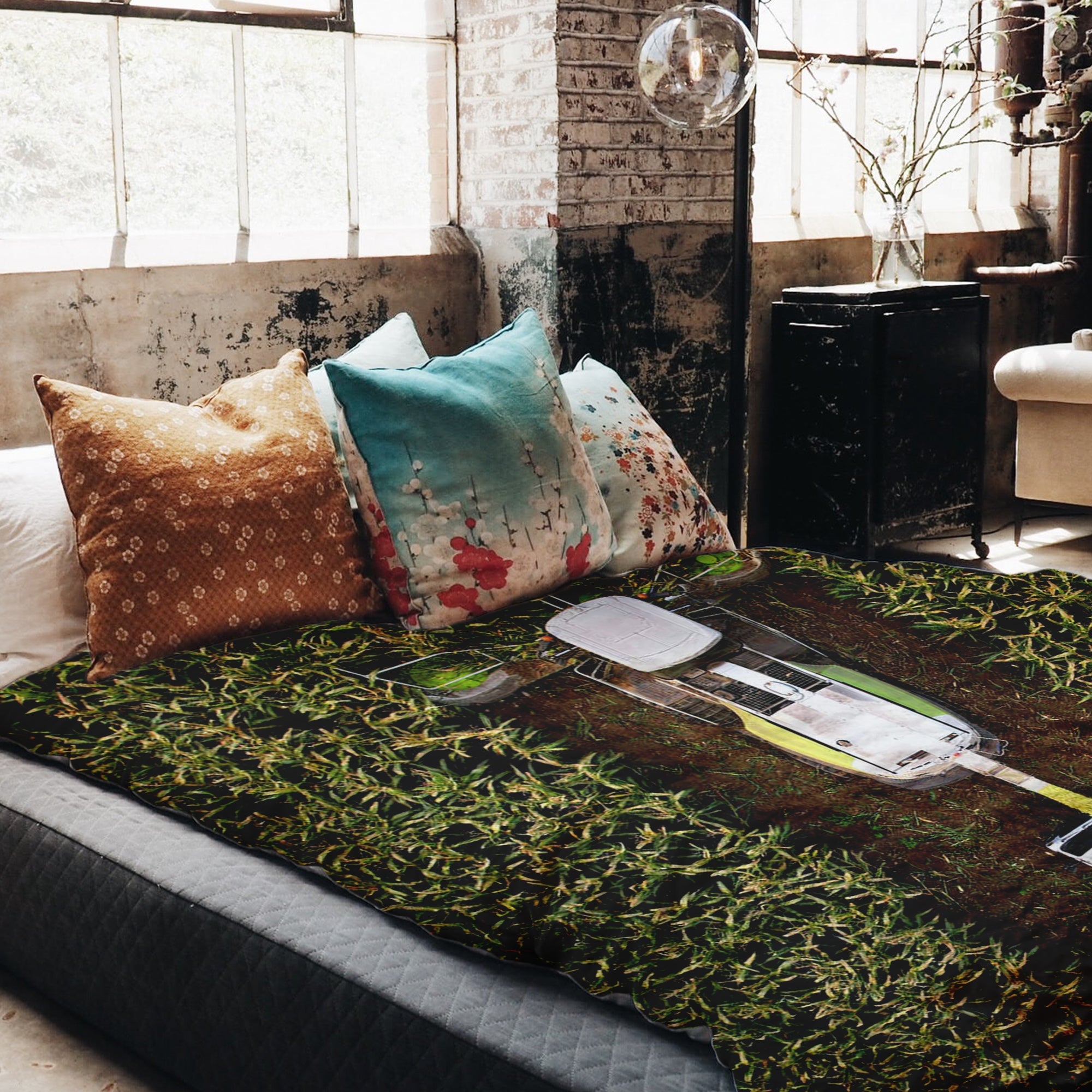 Originele therapiedeken - katoenen hoes groen veld