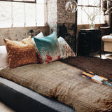 Therapy blanket and bedding set, brown, farmland pattern.
