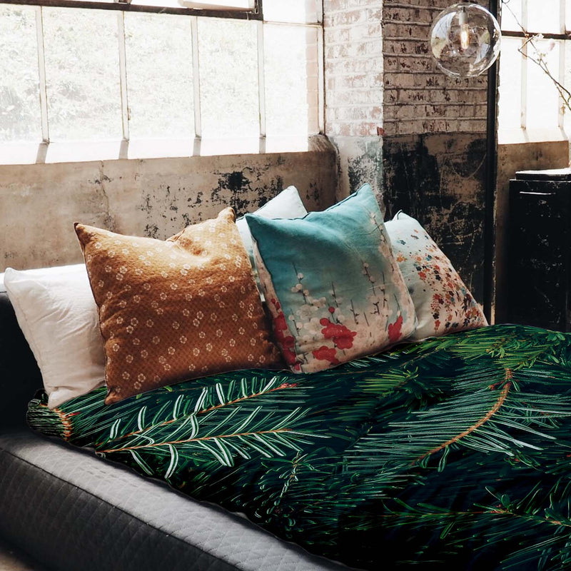 Therapy blanket bedding set with green pine branches