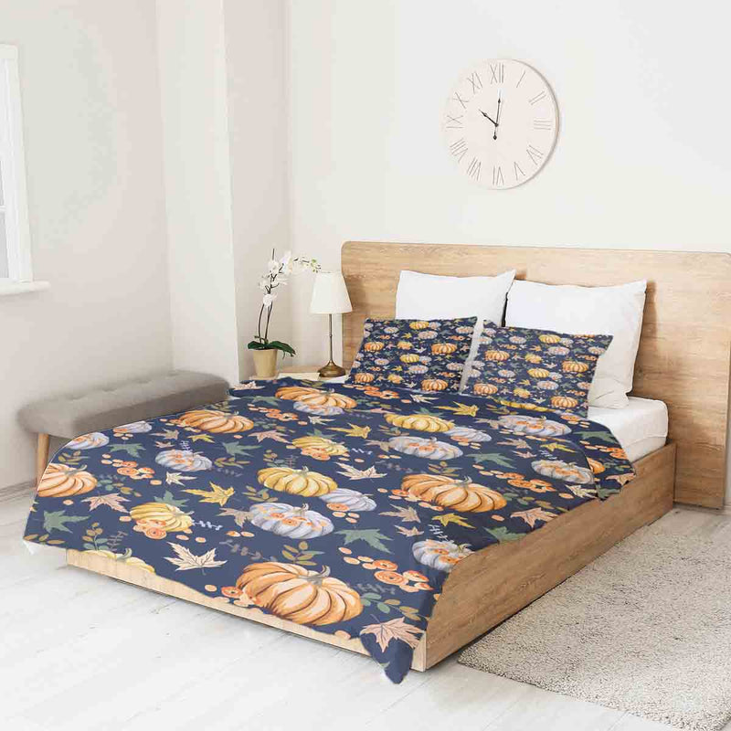 Therapiedekens katoenen hoes blauw met pompoenen