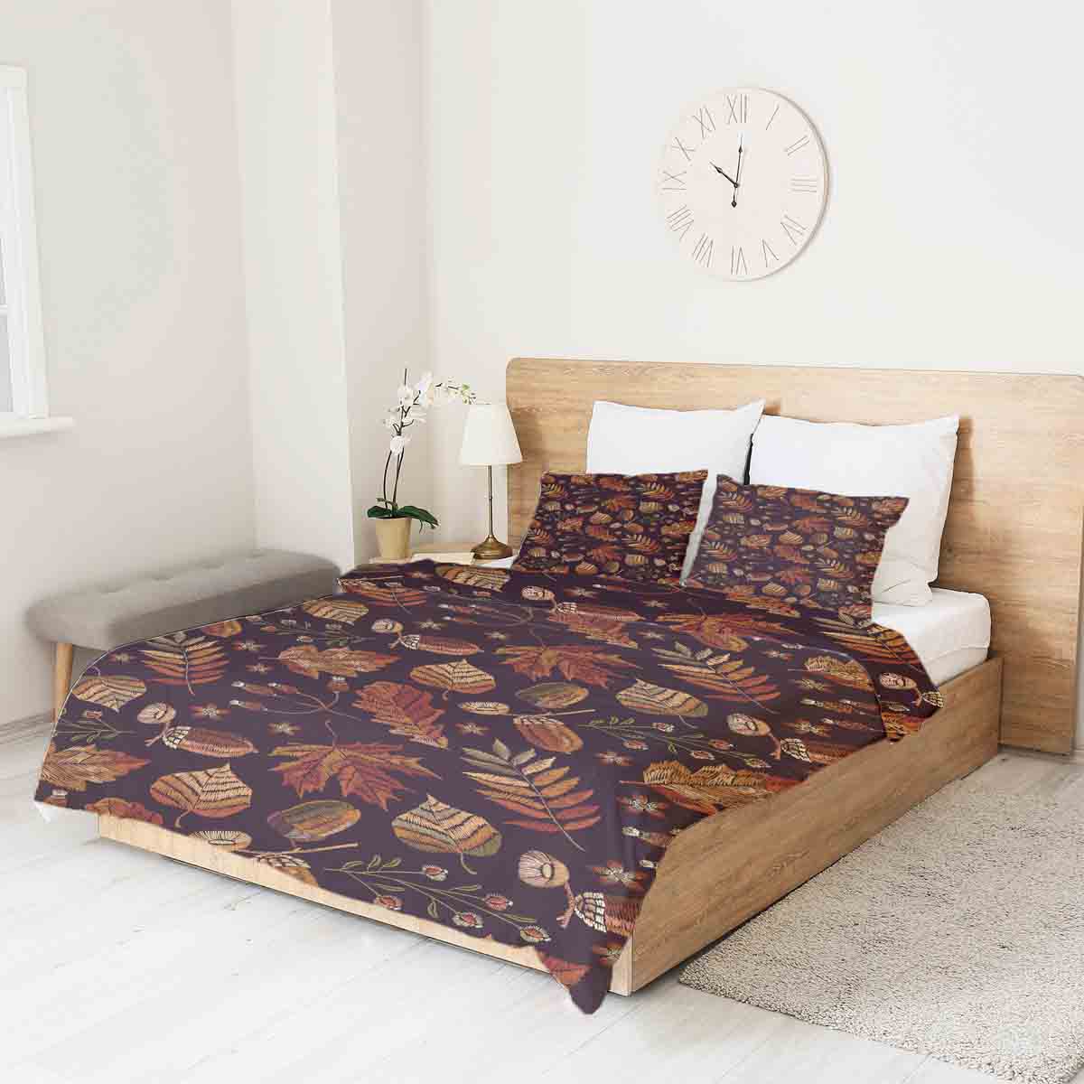 Original therapy blanket - cotton cover brown autumn leaves