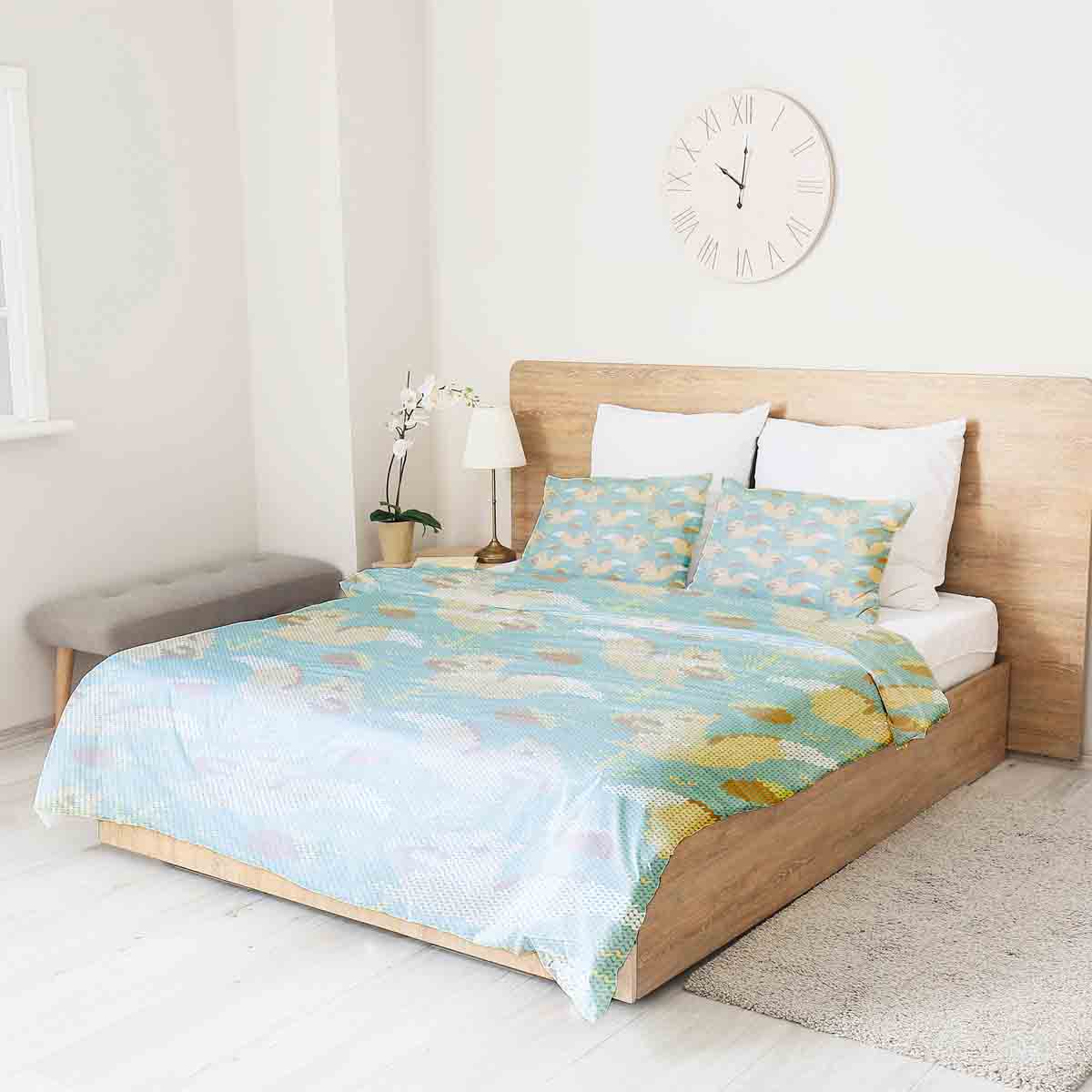 Therapy blankets bedding set green with squirrel