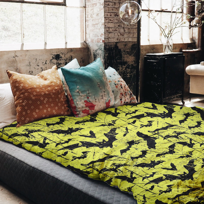 Therapy blanket bedding set, yellow, bat design.