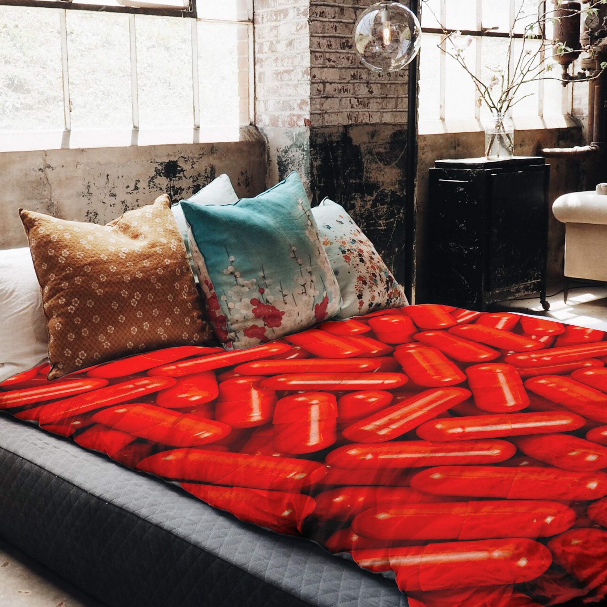 Set di biancheria da letto con coperte terapeutiche rosse compresse