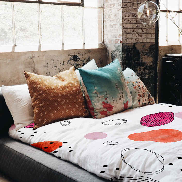 Set de ropa de cama con mantas terapéuticas círculos abstractos