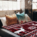 Therapy blankets bedding set, checkered with reindeer.