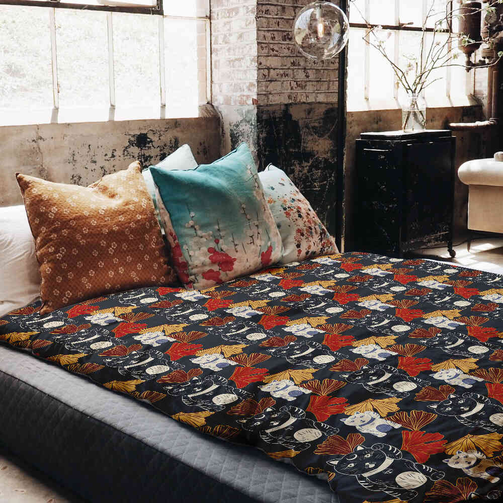 Therapy blankets bedding set waving cat