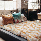 Set di biancheria da letto con coperta terapeutica bianca con grano giallo