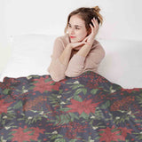 Set de ropa de cama con manta terapéutica y flor de Pascua roja