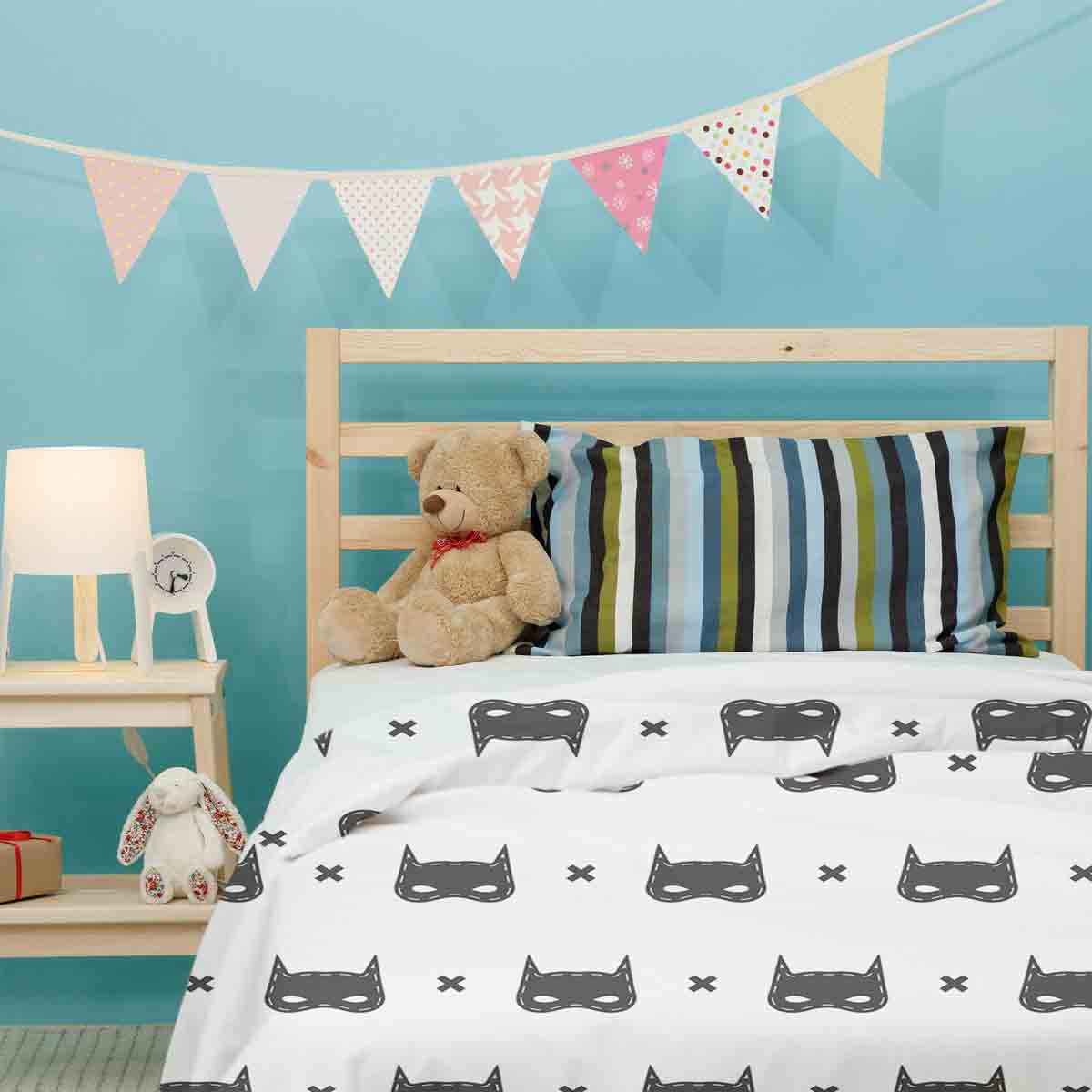 Therapy blankets bedding set white with cat mask