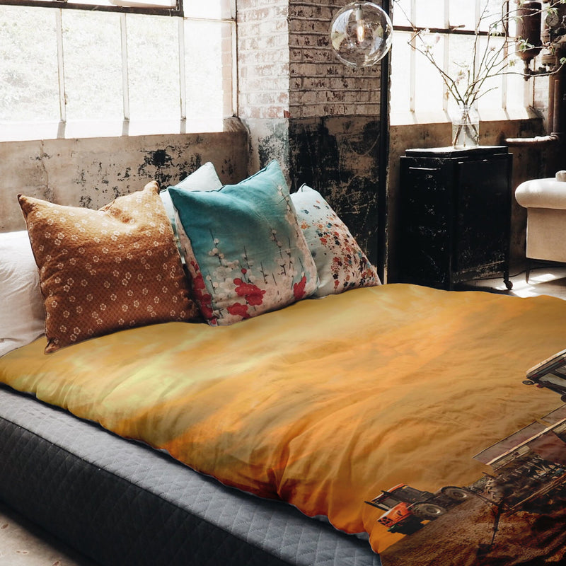 Therapy blanket bedding set, two tractors.