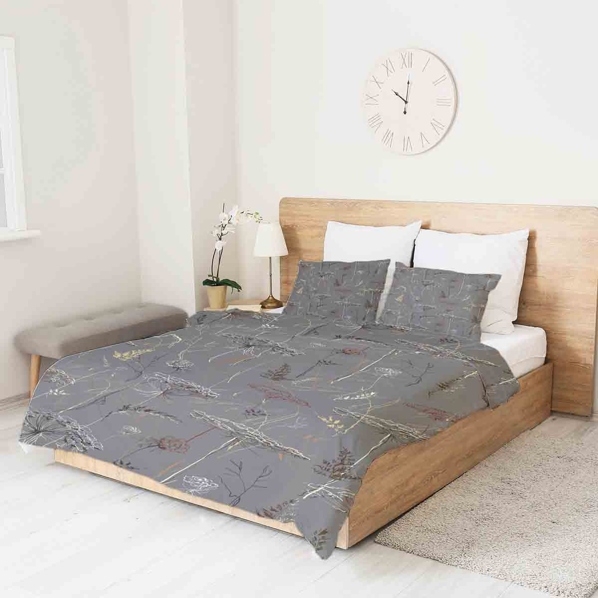 Original therapy blanket - cotton cover gray with golden plants