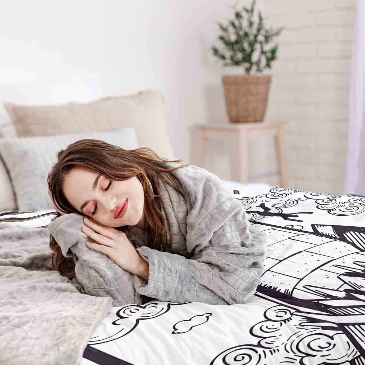 Therapy blankets bedding set white with tower