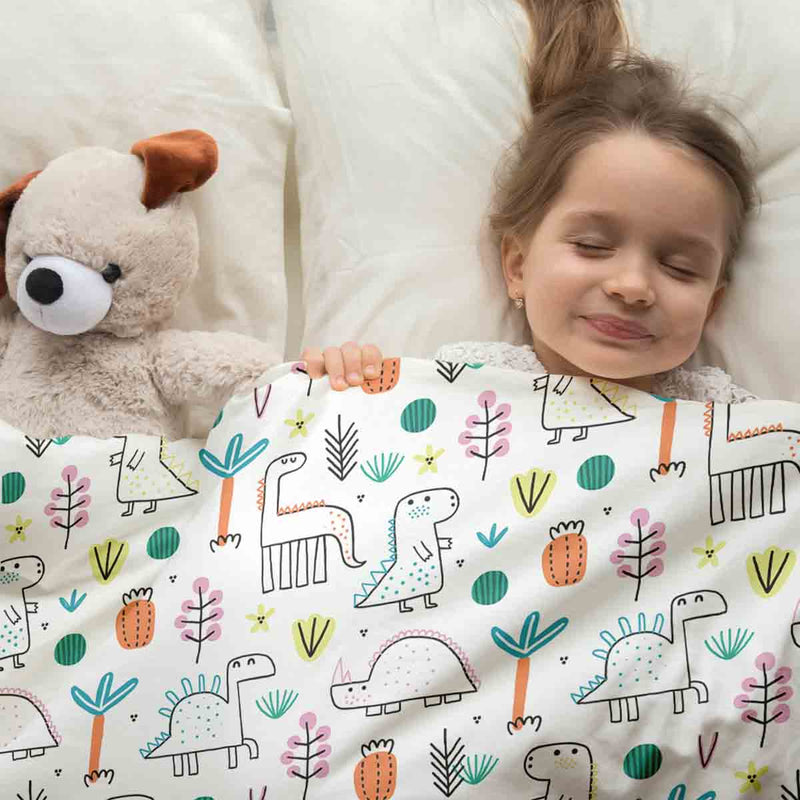 Set di biancheria da letto con coperte terapeutiche e dinosauri colorati