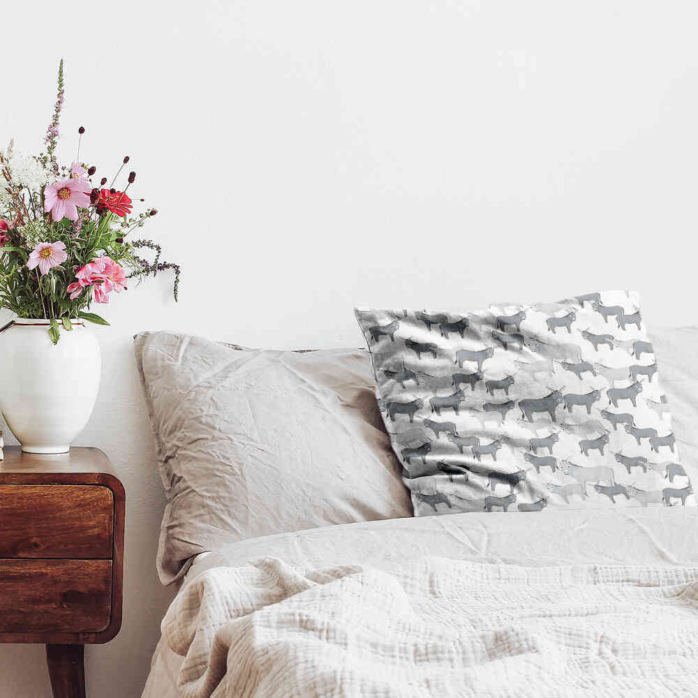 Gezondheidskussen grijs met ezels