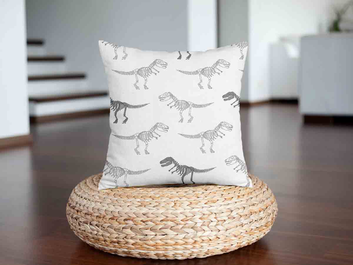 Health Pillow White with Dinosaur Skeleton