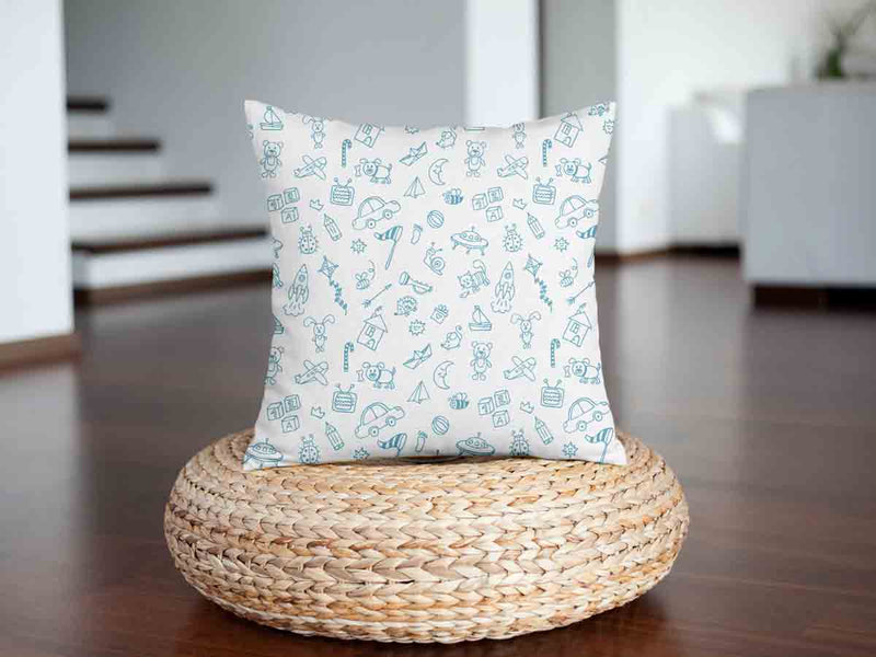 White health pillow with toys