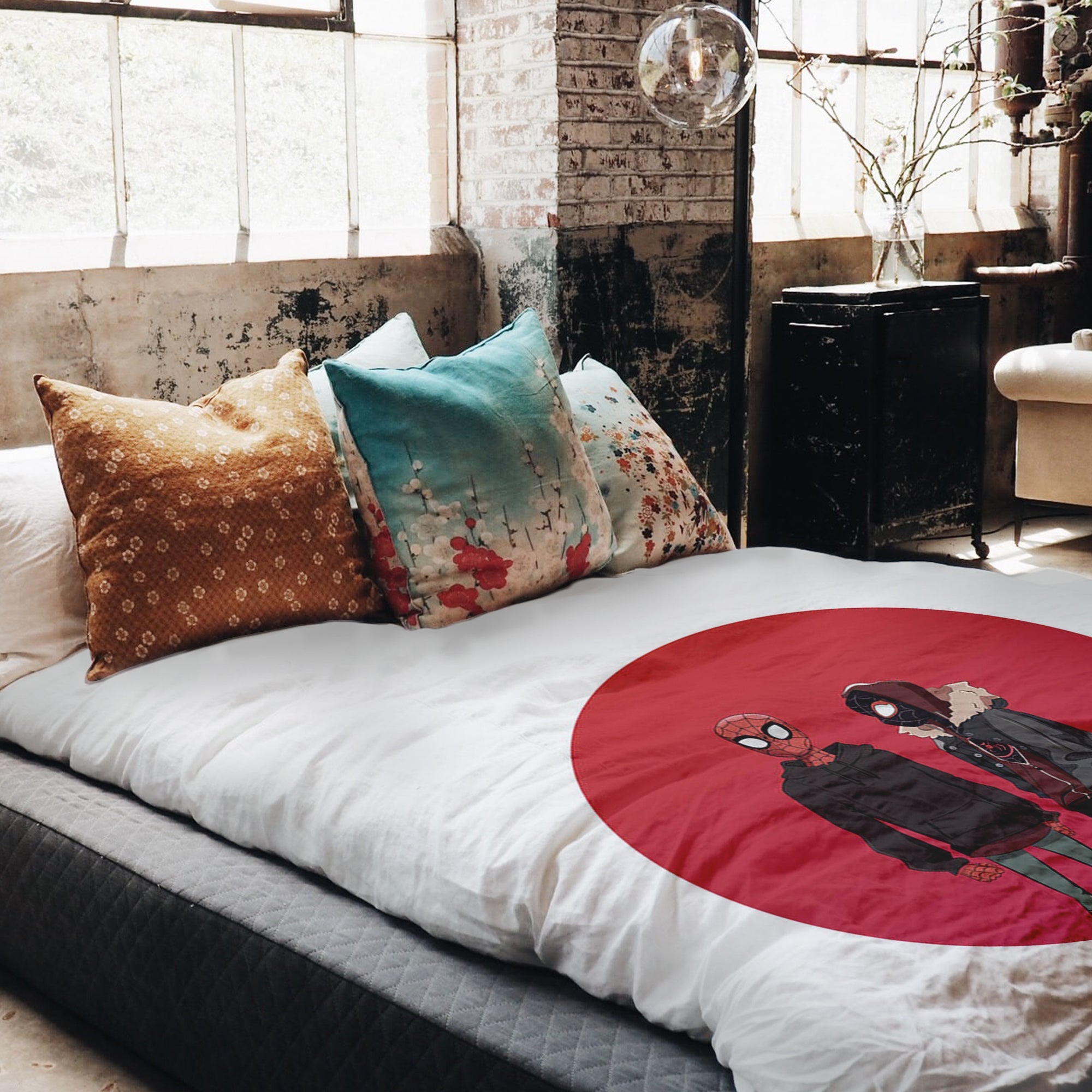 Therapy blankets bedding set white with Spiderman