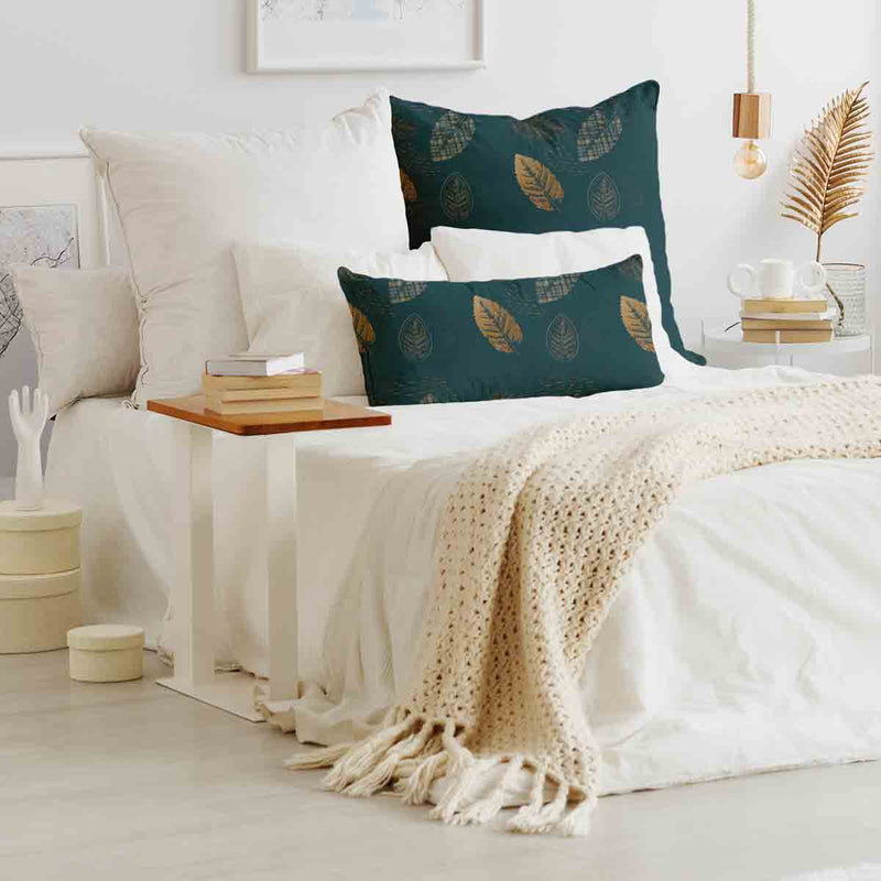Health pillow green with golden leaf