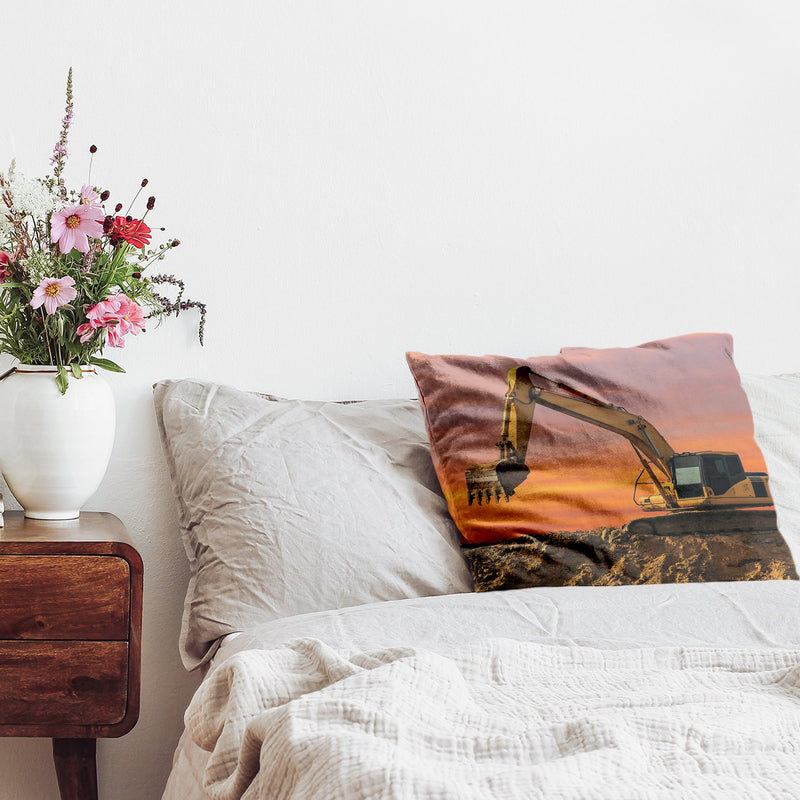Health pillow tractor at sunrise