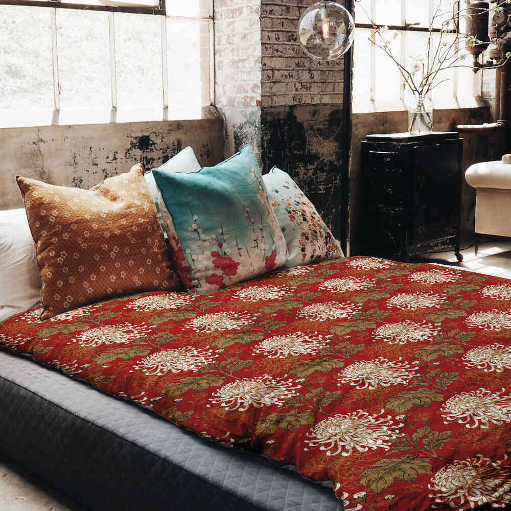 Therapy blankets bedding set red large flower