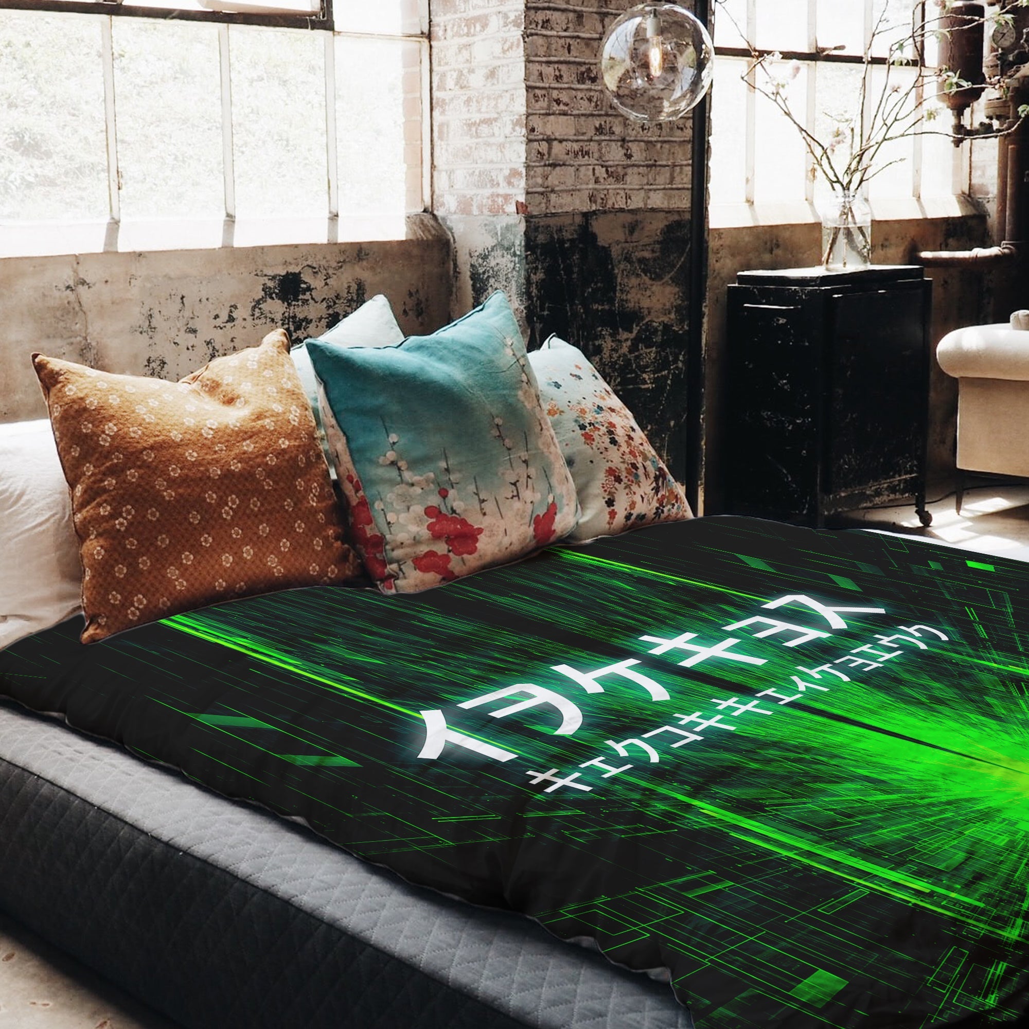 Originele therapiedeken - katoenen hoes groen met Chinese tekst