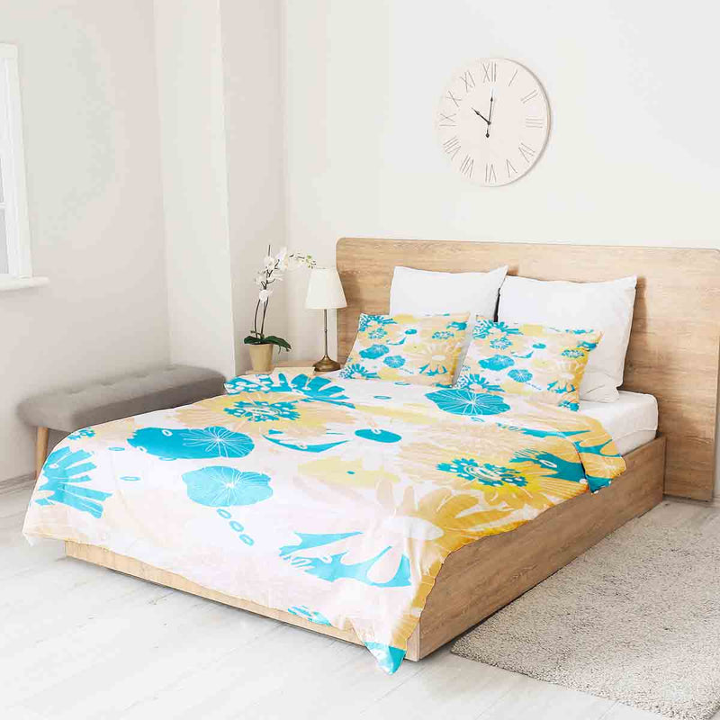 Set di biancheria da letto con coperta terapeutica e fiori di gerbera