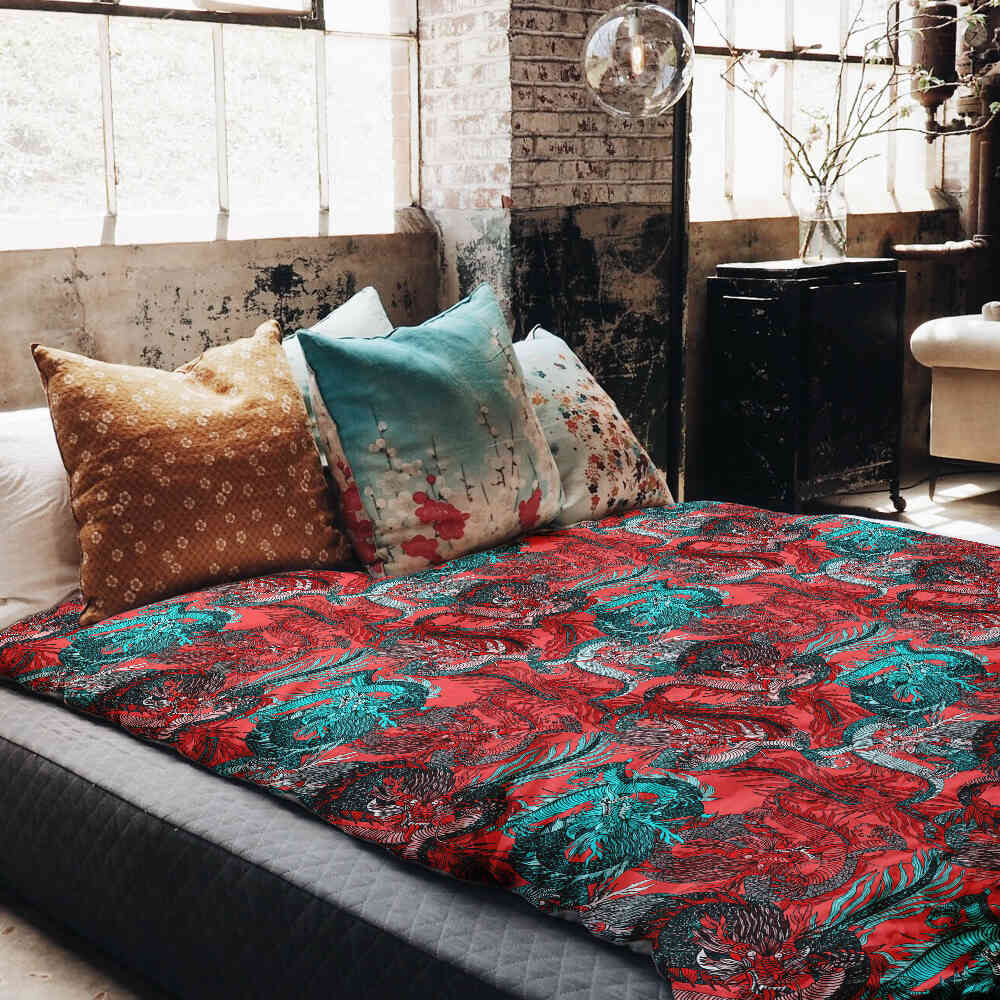 Couverture thérapeutique originale - Housse en coton abstrait rouge