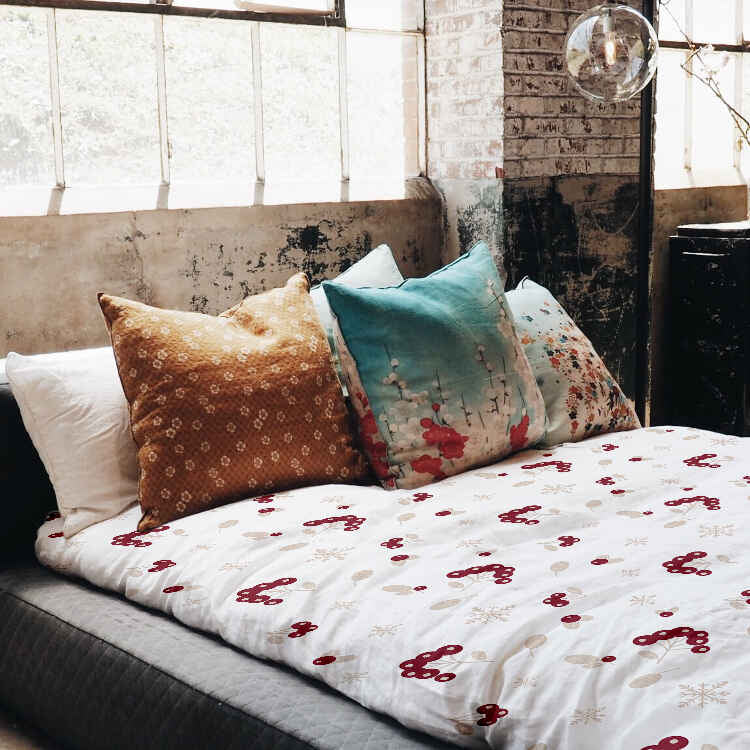 Set de ropa de cama con manta terapéutica y arbusto de bayas